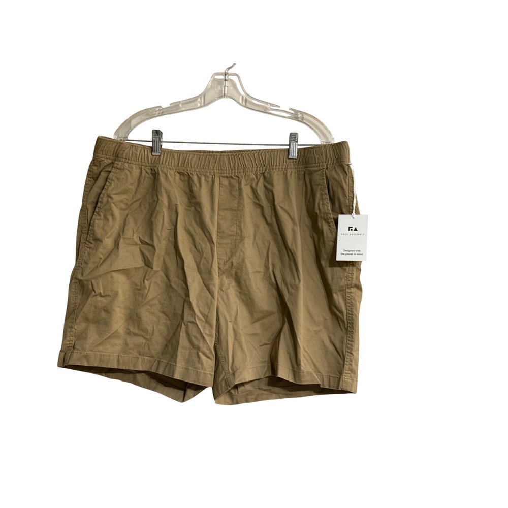 Free Assembly Mens XL Khaki Tan E-Waist‎ Utility Shorts Cotton Lyocell